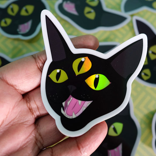 three eyed cat vinyl sticker