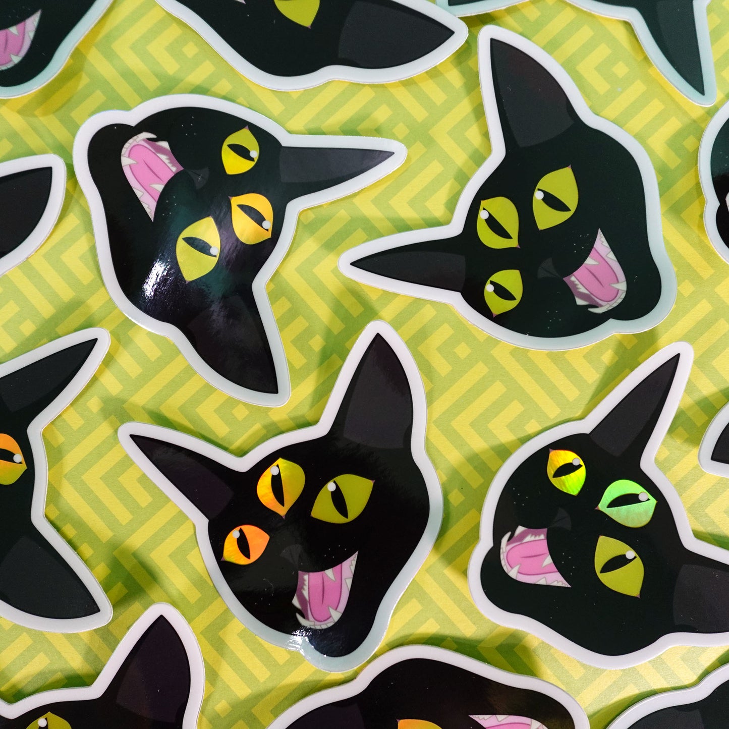 three eyed cat vinyl sticker