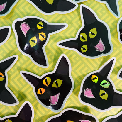 three eyed cat vinyl sticker