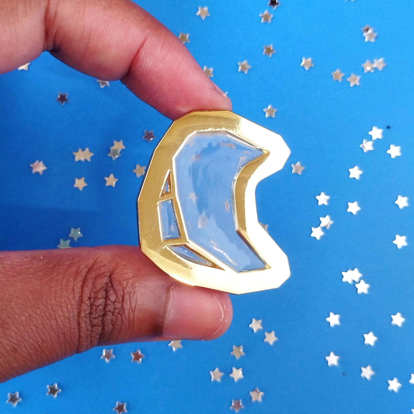 glass moon enamel pin