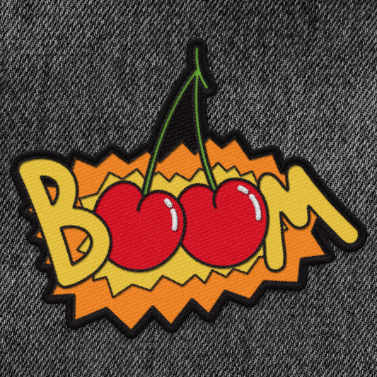 cherry boom embroidered patch