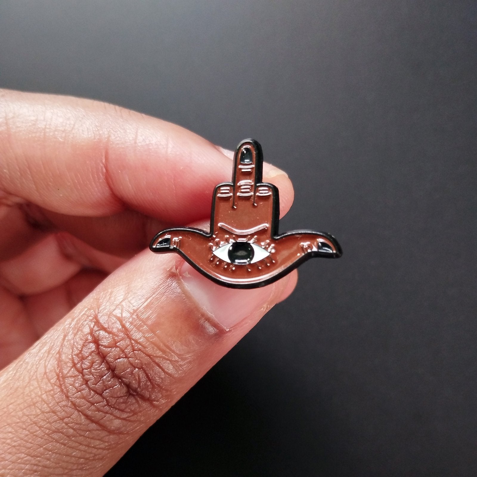 rude hamsa enamel pin