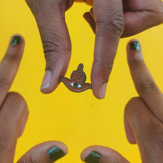 rude hamsa enamel pin
